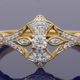 18ct Yellow Gold 0.19ct Total Diamond Art Deco Style Cluster Ring