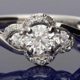 Platinum GIA 0.41ct Certified Diamond Trilogy Twist Halo Ring