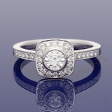 Platinum 0.66ct Total Diamond Halo Ring with Diamond Set Shoulders