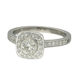 Platinum 0.66ct Total Diamond Halo Ring with Diamond Set Shoulders