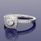 Platinum 0.66ct Total Diamond Halo Ring with Diamond Set Shoulders