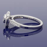 Platinum 0.66ct Total Diamond Halo Ring with Diamond Set Shoulders
