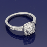 Platinum 0.66ct Total Diamond Halo Ring with Diamond Set Shoulders