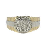 9ct Gold 0.52ct Total Diamond Pave Set Men's Two Tone Rolex Style Ring