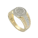 9ct Gold 0.52ct Total Diamond Pave Set Men's Two Tone Rolex Style Ring