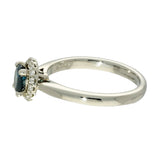 Platinum 0.57ct Teal Blue Diamond Halo Ring
