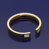 18ct Yellow Gold 0.10ct Baguette Cut Diamond Set Horseshoe Shaped Wedding Band