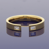 18ct Yellow Gold 0.10ct Baguette Cut Diamond Set Horseshoe Shaped Wedding Band