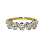 18ct Yellow Gold 0.47ct Total Oval Cut Diamond Rubover Set 5 Stone Ring