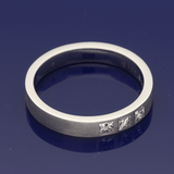 18ct White Gold 0.21ct Princess Cut Diamond Roman Set 3.2mm Wedding Ring