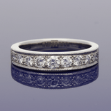 Platinum 0.54ct Diamond Graduated Milgrain Edge Half Eternity Ring
