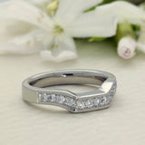 Platinum 0.24ct Diamond Pave Set Shaped Wedding Band