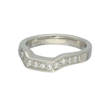Platinum 0.24ct Diamond Pave Set Shaped Wedding Band