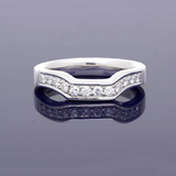 Platinum 0.24ct Diamond Pave Set Shaped Wedding Band