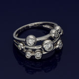 18ct White Gold 0.81ct Diamond Triple Row Bubble Ring