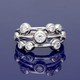 18ct White Gold 0.81ct Diamond Triple Row Bubble Ring