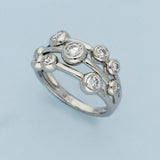 18ct White Gold 0.81ct Diamond Triple Row Bubble Ring