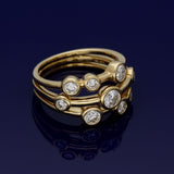 18ct Yellow Gold 0.99ct Diamond Triple Row Bubble Ring
