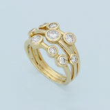 18ct Yellow Gold 0.99ct Diamond Triple Row Bubble Ring
