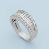 18ct White Gold 2.41ct Total Baguette & Round Brilliant Cut Diamond Triple Row Eternity Ring