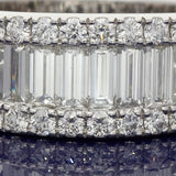 18ct White Gold 2.41ct Total Baguette & Round Brilliant Cut Diamond Triple Row Eternity Ring