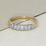 18ct Yellow Gold 0.25ct Diamond Rubover 7 Stone Ring