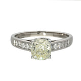18ct White Gold Natural Yellow Diamond Solitaire with Diamond Set Shoulders