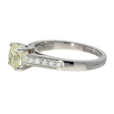 18ct White Gold Natural Yellow Diamond Solitaire with Diamond Set Shoulders