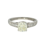 18ct White Gold Natural Yellow Diamond Solitaire with Diamond Set Shoulders