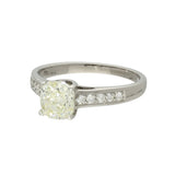 18ct White Gold Natural Yellow Diamond Solitaire with Diamond Set Shoulders