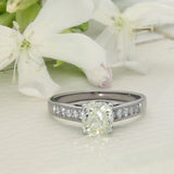 18ct White Gold Natural Yellow Diamond Solitaire with Diamond Set Shoulders