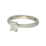 Platinum Certificated 0.53ct Emerald Cut Solitaire Ring with Diamond Shoulders