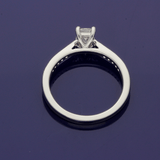 Platinum Certificated 0.53ct Emerald Cut Solitaire Ring with Diamond Shoulders