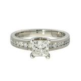 Platinum 0.91ct Certificated Princess Cut Solitaire Ring with Diamond Shoulders
