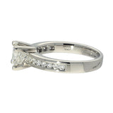 Platinum 0.91ct Certificated Princess Cut Solitaire Ring with Diamond Shoulders