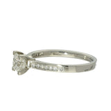 Platinum 0.79ct E SI2 Princess Cut Diamond Solitaire Ring With Diamond Shoulders