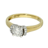 18ct Yellow Gold 0.81ct H SI2 Certificated Diamond Ring with Diamond Collet