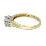 18ct Yellow Gold 0.81ct H SI2 Certificated Diamond Ring with Diamond Collet