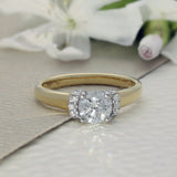 18ct Yellow Gold 0.81ct H SI2 Certificated Diamond Ring with Diamond Collet