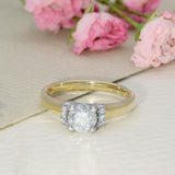 18ct Yellow Gold 0.81ct H SI2 Certificated Diamond Ring with Diamond Collet