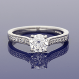Platinum 0.81ct E SI1 Certificated Diamond Solitaire Ring with Diamond Shoulders