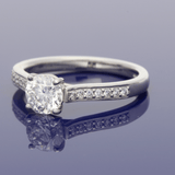 Platinum 0.81ct E SI1 Certificated Diamond Solitaire Ring with Diamond Shoulders