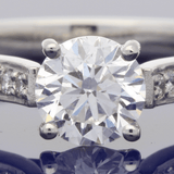 Platinum 0.81ct E SI1 Certificated Diamond Solitaire Ring with Diamond Shoulders