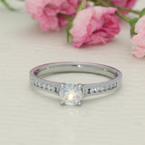 Platinum 0.41ct D SI1  Diamond Solitaire Engagement Ring with Diamond Shoulders