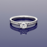 Platinum 0.41ct D SI1 Certificated Diamond Solitaire Ring with Diamond Set Shoulders