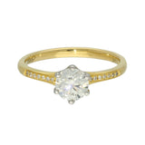 18ct Yellow Gold 0.90ct F VS2 Certificated Diamond Solitaire Ring with Diamond Set Shoulders