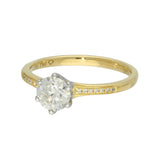 18ct Yellow Gold 0.90ct F VS2 Certificated Diamond Solitaire Ring with Diamond Set Shoulders