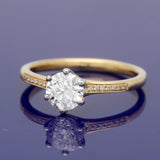18ct Yellow Gold 0.90ct F VS2 Certificated Diamond Solitaire Ring with Diamond Set Shoulders