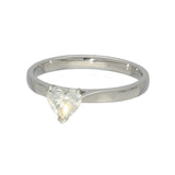 Platinum 0.57ct H SI2 Certificated Heart Cut Diamond 3 Claw Solitaire Ring