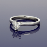 Platinum 0.57ct H SI2 Certificated Heart Cut Diamond 3 Claw Solitaire Ring